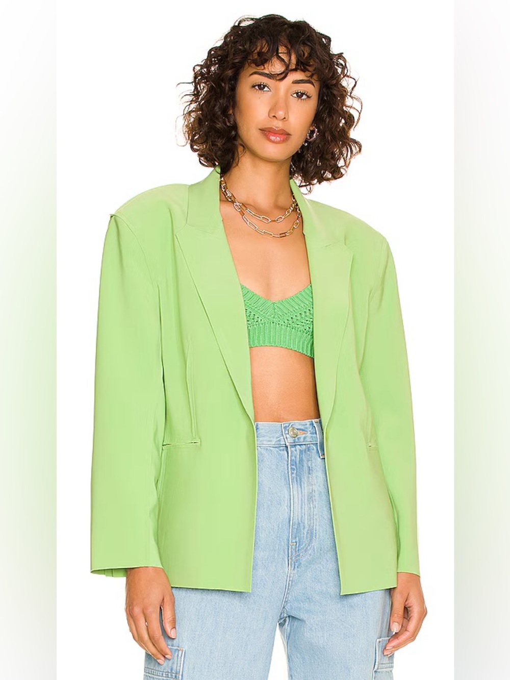 Norma KAMALI size s Single Breasted Jacket in Gemini Green blazer